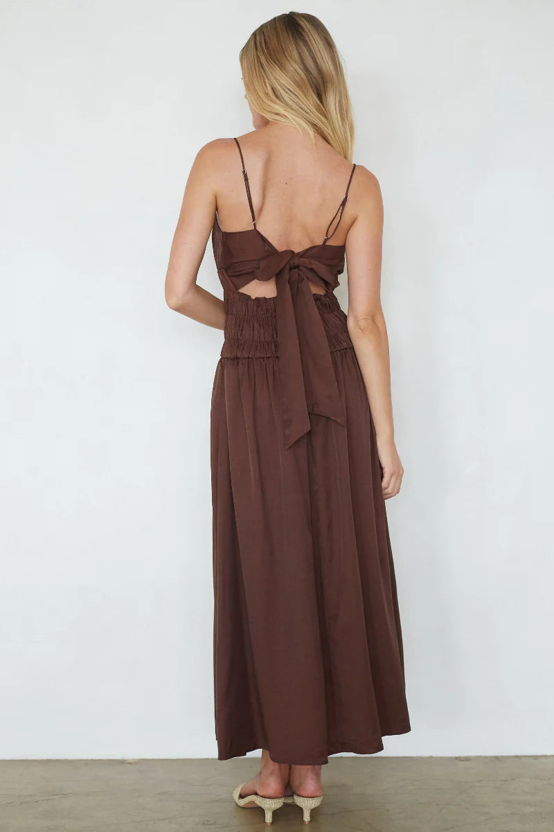 Smocked Bow-Back Midi Dress with Pockets | Spaghetti Strap Summer Sundress