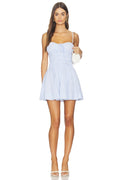 Light Blue Striped Mini Dress | Spaghetti Strap Sweetheart A-Line Summer Sundress