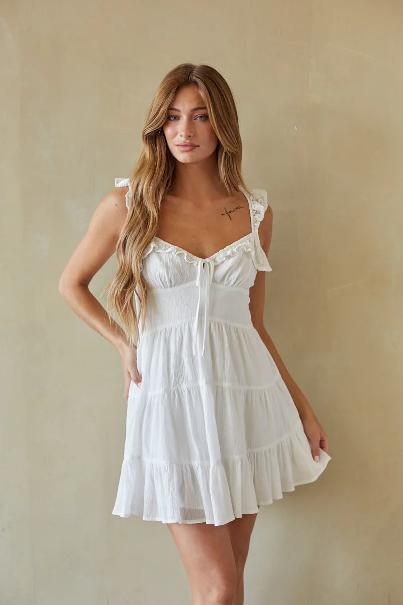 Ruffle Strap Tiered Mini Dress | Tie-Front Cutout-Back Summer Sundress