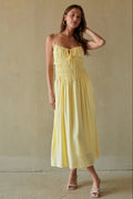 Smocked Bow-Back Midi Dress with Pockets | Spaghetti Strap Summer Sundress