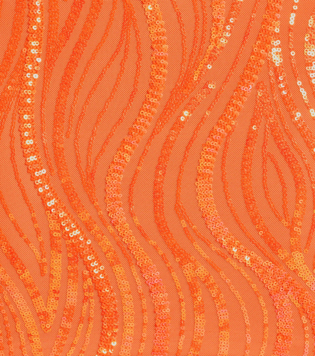 Orange Sequin Bodycon Mini Dress with Lace-Up Back | Homecoming & Cocktail Party Dress