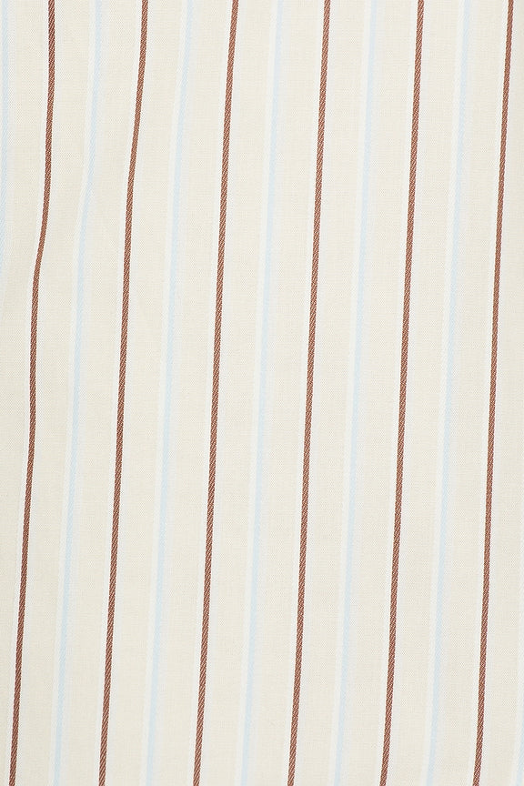 Ivory Striped Strapless Midi Dress with Pockets | A-Line Summer Occasion Dress