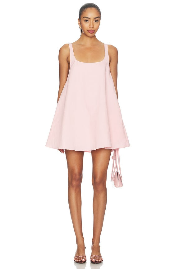Blush Pink Swing Mini Dress with Pockets | Sleeveless Scoop Neck A-Line Summer Sundress