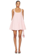 Blush Pink Swing Mini Dress with Pockets | Sleeveless Scoop Neck A-Line Summer Sundress