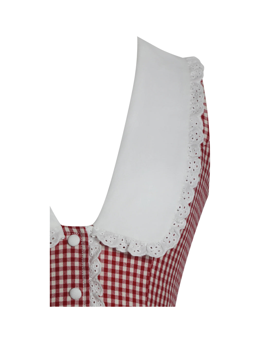 Red Gingham Mini Dress with White Collar | Sleeveless Lace-Trim A-Line Sundress