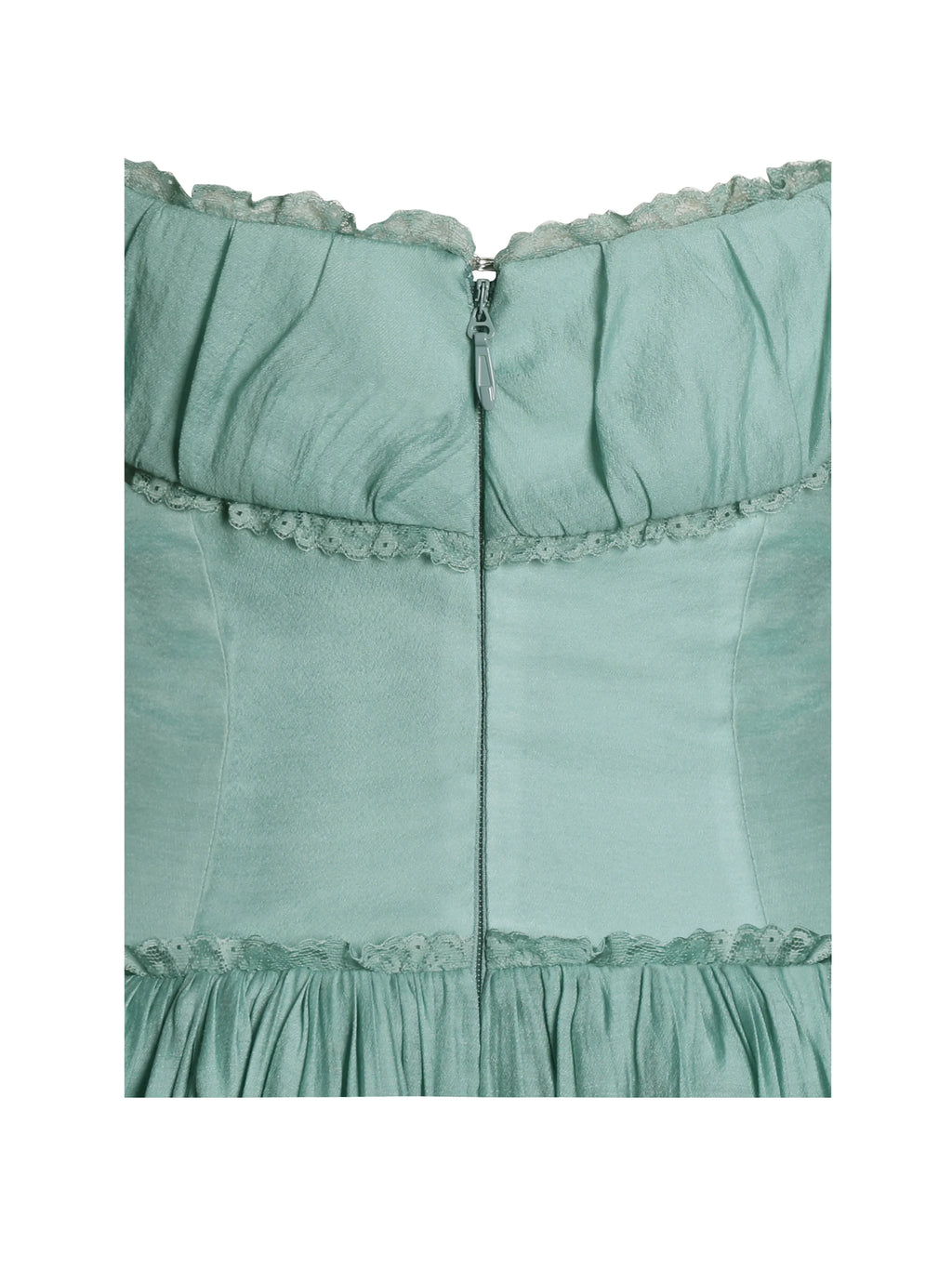 Seafoam Green Off-Shoulder Corset-Style Midi Dress | Lace-Trim A-Line Wedding Guest Dress
