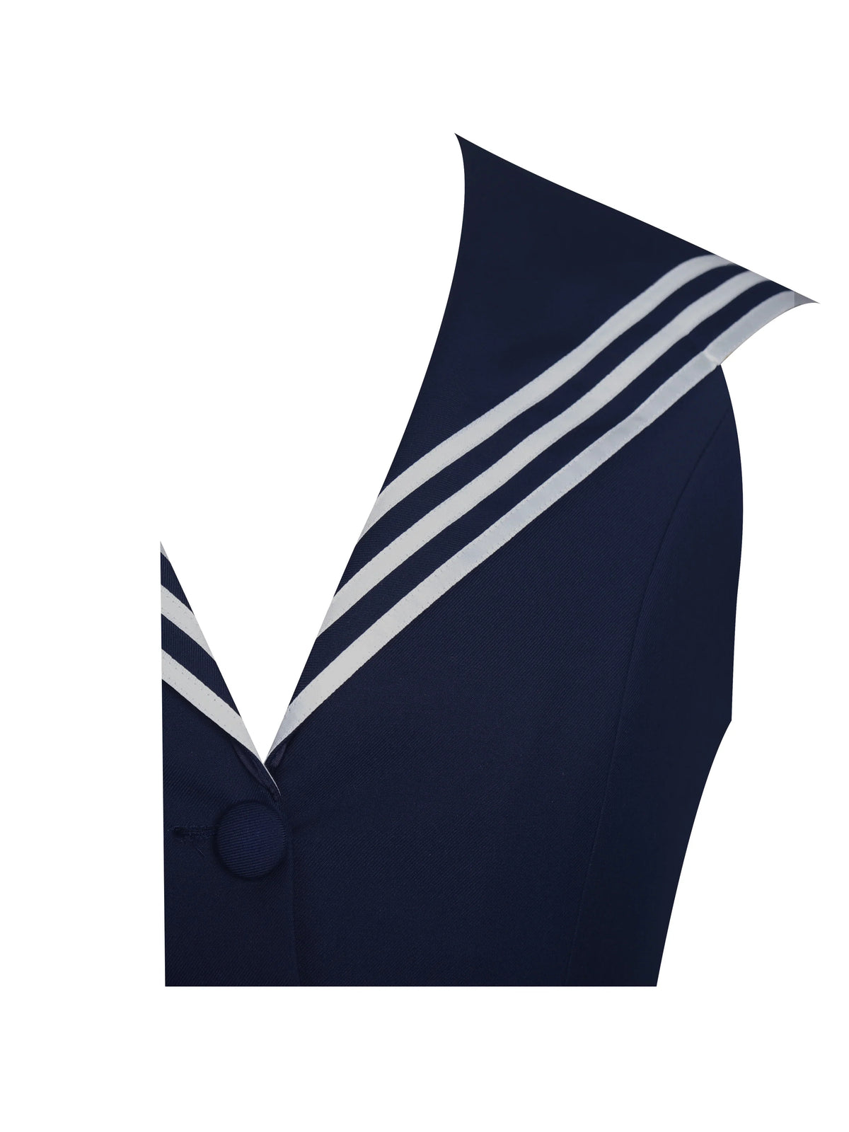 Navy Sailor Collar Mini Dress | Sleeveless Pleated A-Line Preppy Dress with White Trim